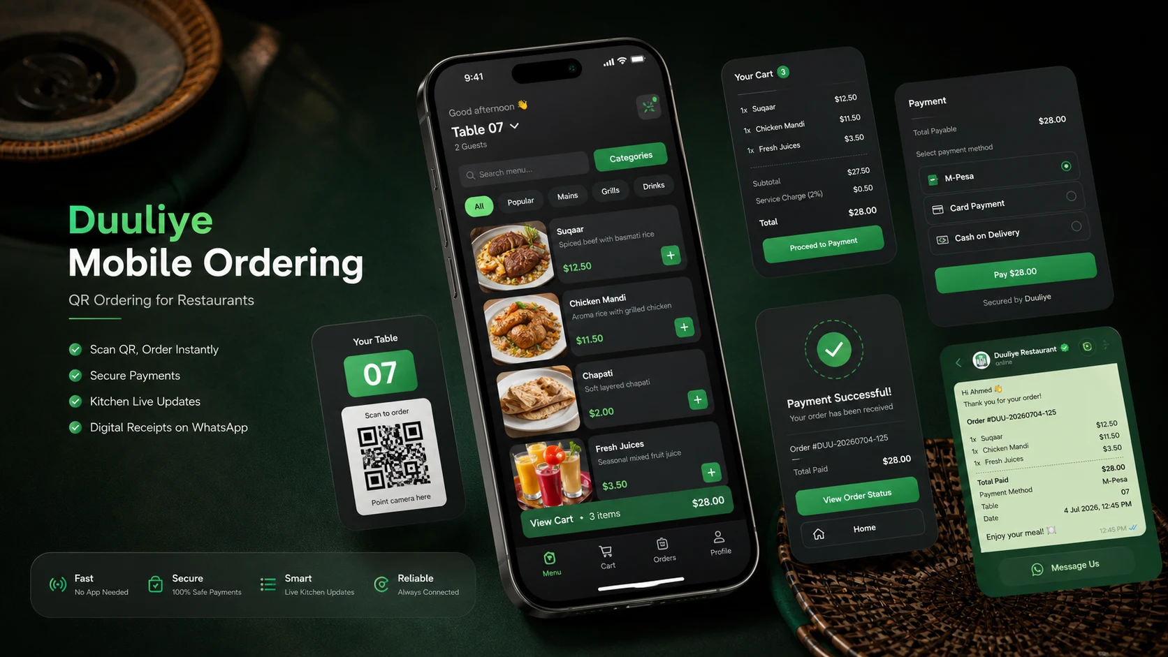 Duuliye POS mobile ordering for businesses in Somalia, Kenya, Ethiopia and Djibouti